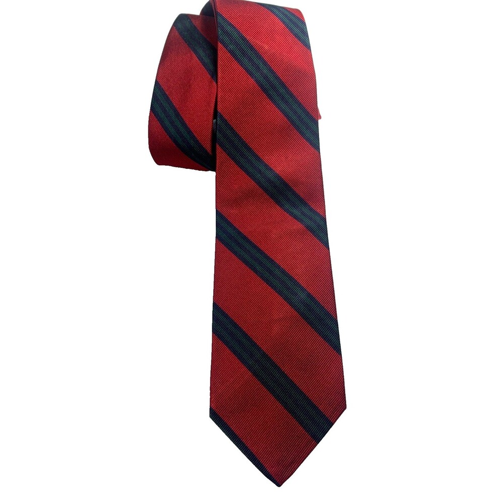Brooks Brothers Vintage Silk Repp Tie Red Navy Blue Green Striped Preppy Trad